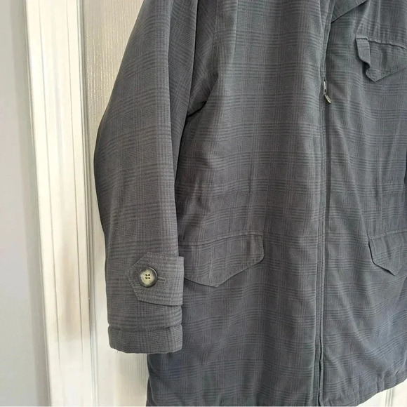 VTG 90s Jones New York Coat Size M Zip Cut Faux Fur Collar Waist Cinch Pockets - Picture 6 of 17